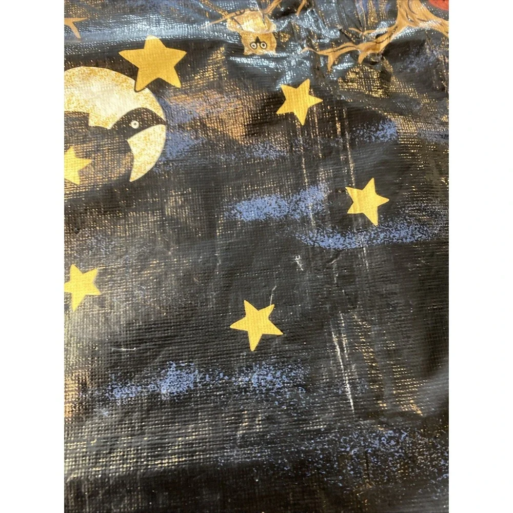 Vtg Halloween Party Vinyl Tablecloth Pumpkin Cat Owl Rectangle Oblong‎ 58 X 80